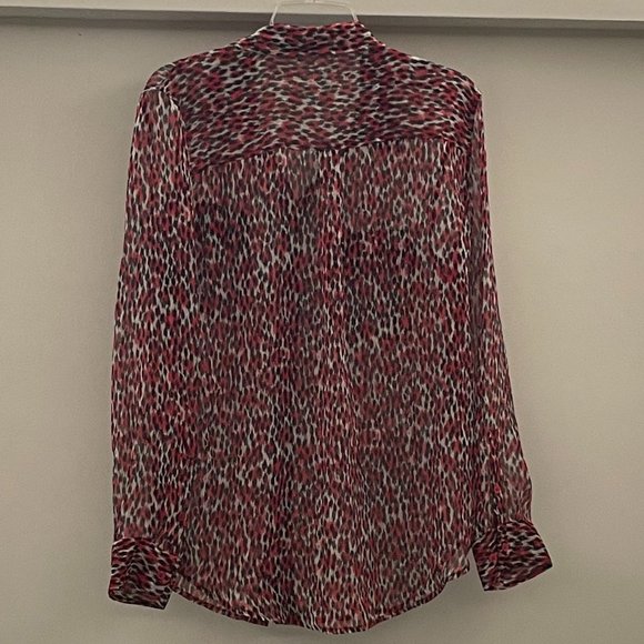 Equipment Femme Silk Blouse with Black, Red, White Print, Large - Picture 4 of 8